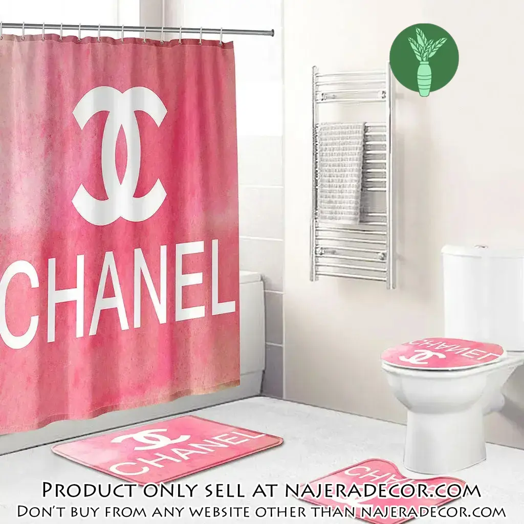 Chanel white logo pinky fashion limited luxury brand bathroom set home decor njr1825629